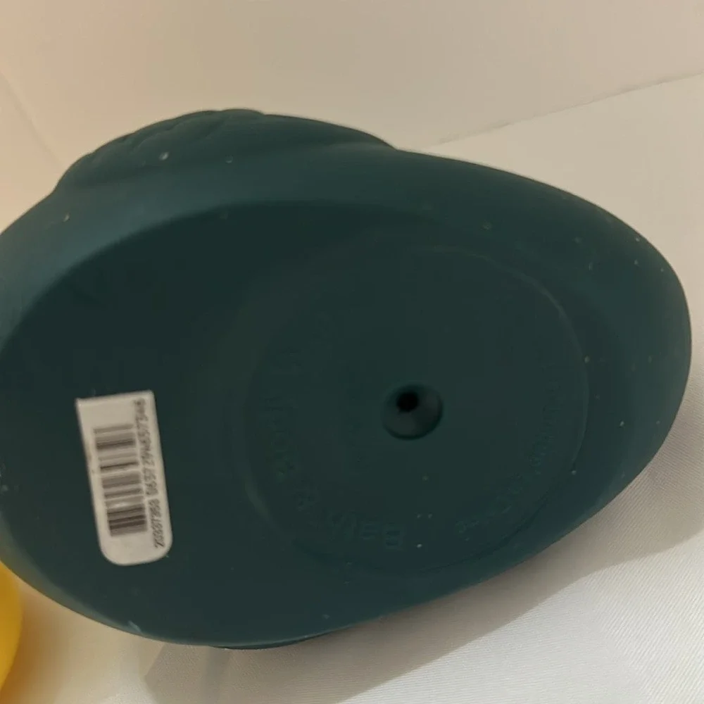 Set of 2 Rubber Ducks Yellow Glossy and Dark Matte Teal Bath Toys Collectible